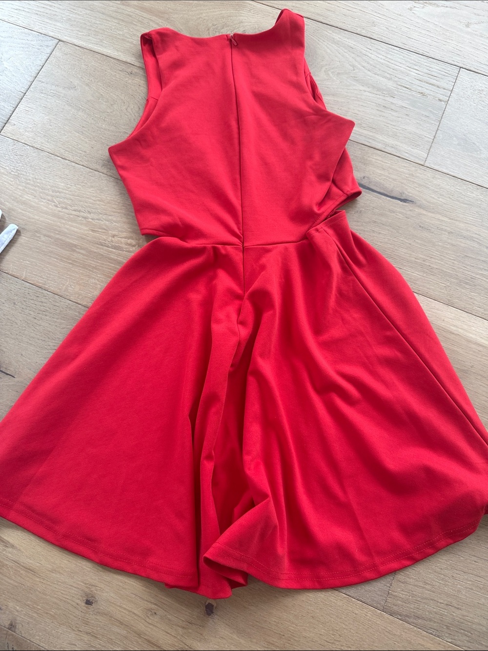 Red Fit-and-Flare Cutout Dress - Picture 3 of 5